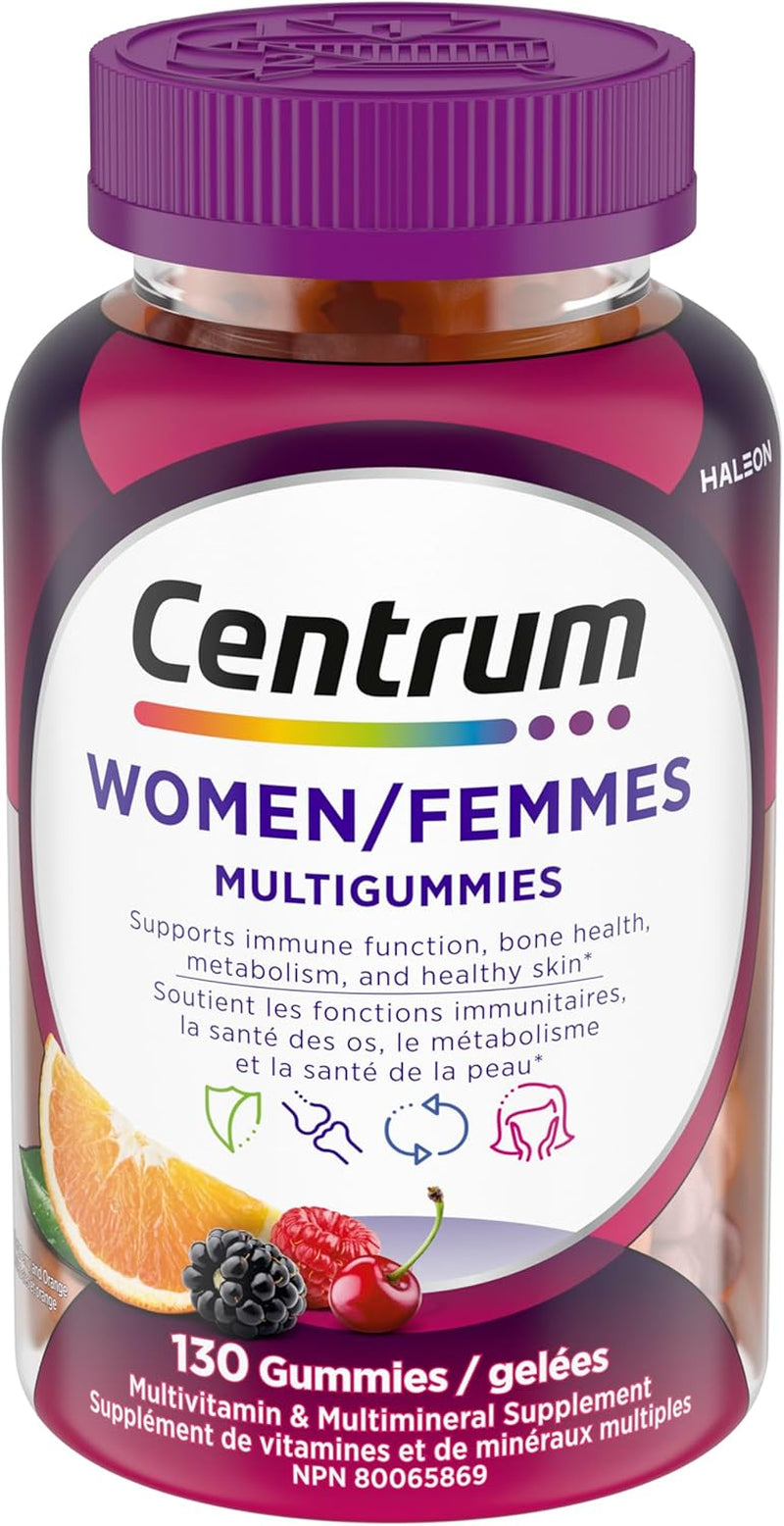 Women Multigummies, Multivitamins/Minerals Gummies, Cherry, Berry, and Orange Flavours, 130 Gummies (Packaging May Vary)