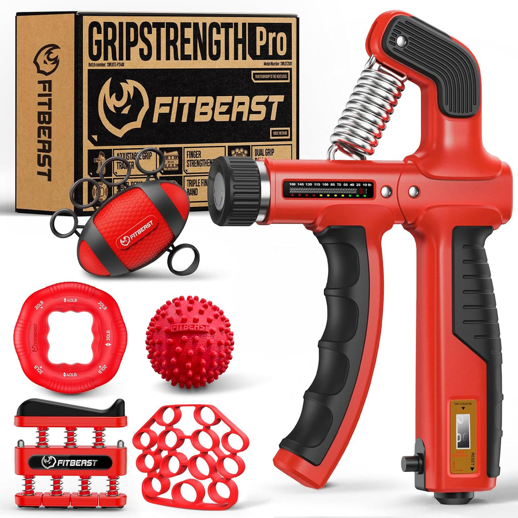 Grip Strength Trainer, Hand Gripper Strengthener Kit - 6 Pack with Adjustable Resistance Forearm Strengthener, Forearm Exerciser and Massage Balls for Hand Therapy, Grip Training