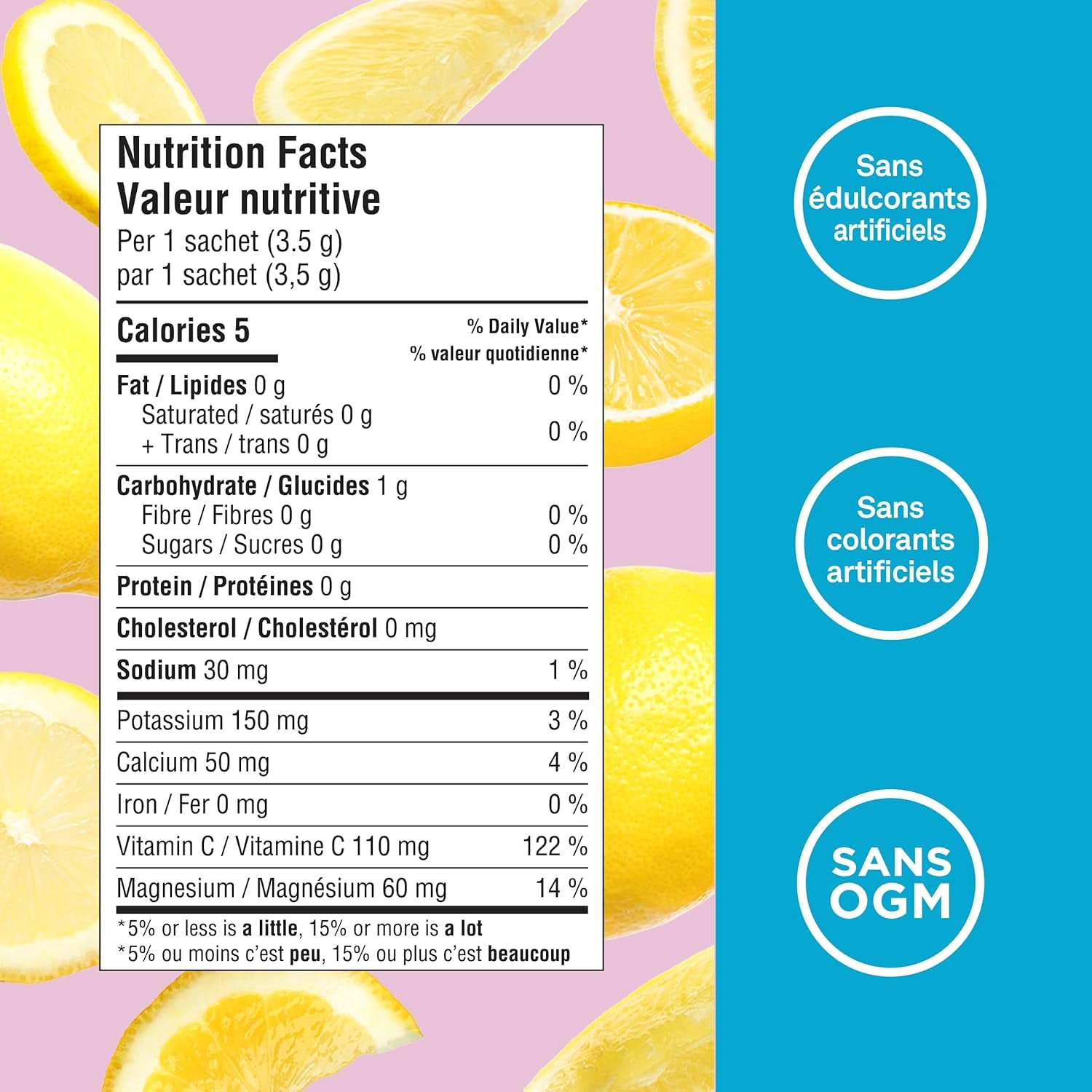 Canadian-Made Electrolytes Powder- Pink Lemonade Sachets- on the Go Sugar Free Hydration and Electrolyte Replenishment with Prebiotics and Vitamin C 3.5G X 20Ct