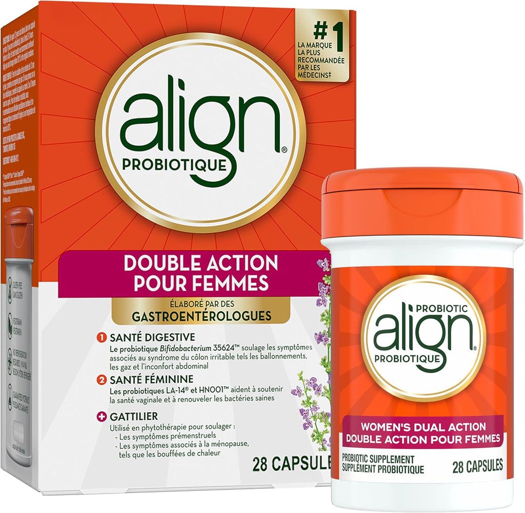 Probiotic, Women'S Dual Action, Multi-Strain Probiotic, with Chaste Tree, Soothes Occasional Abdominal Discomfort, Gas, Bloating, 28 Capsules