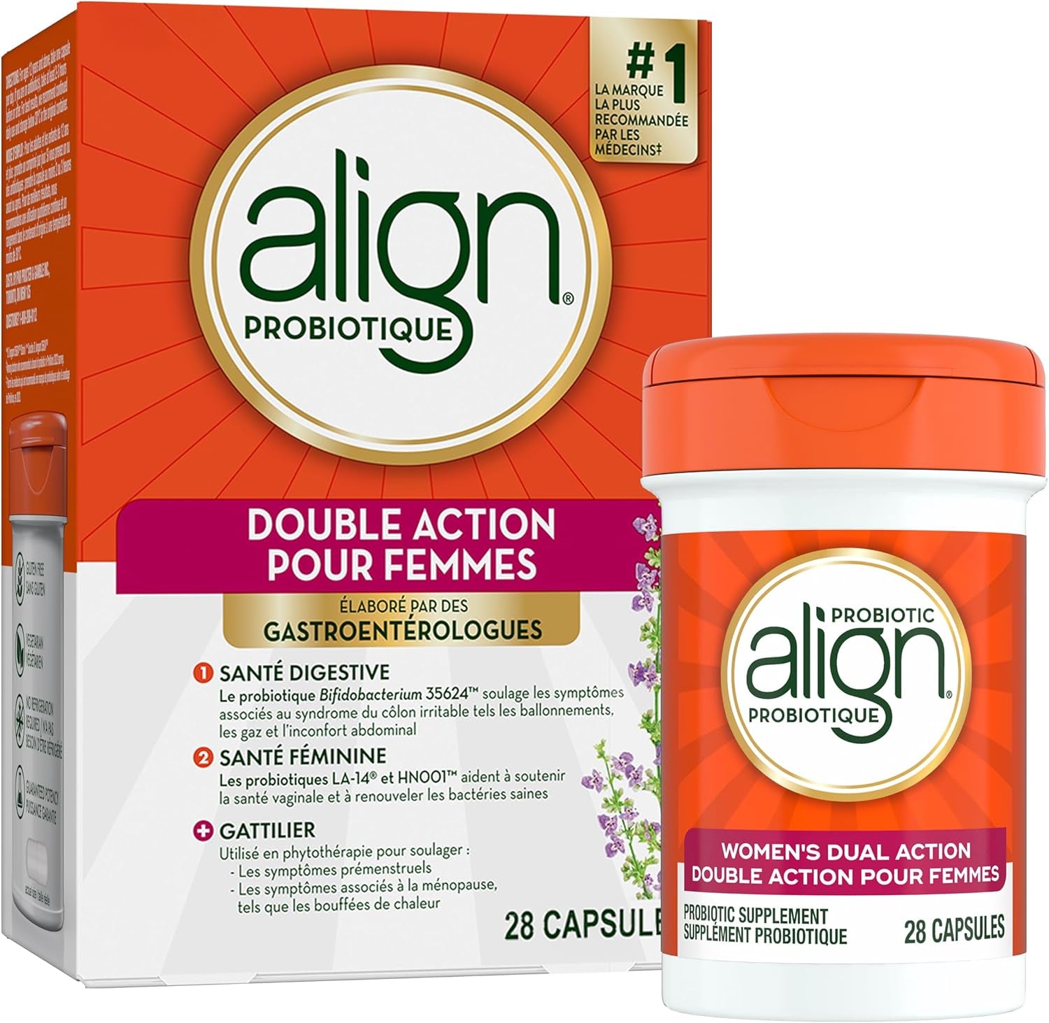 Probiotic, Women'S Dual Action, Multi-Strain Probiotic, with Chaste Tree, Soothes Occasional Abdominal Discomfort, Gas, Bloating, 28 Capsules