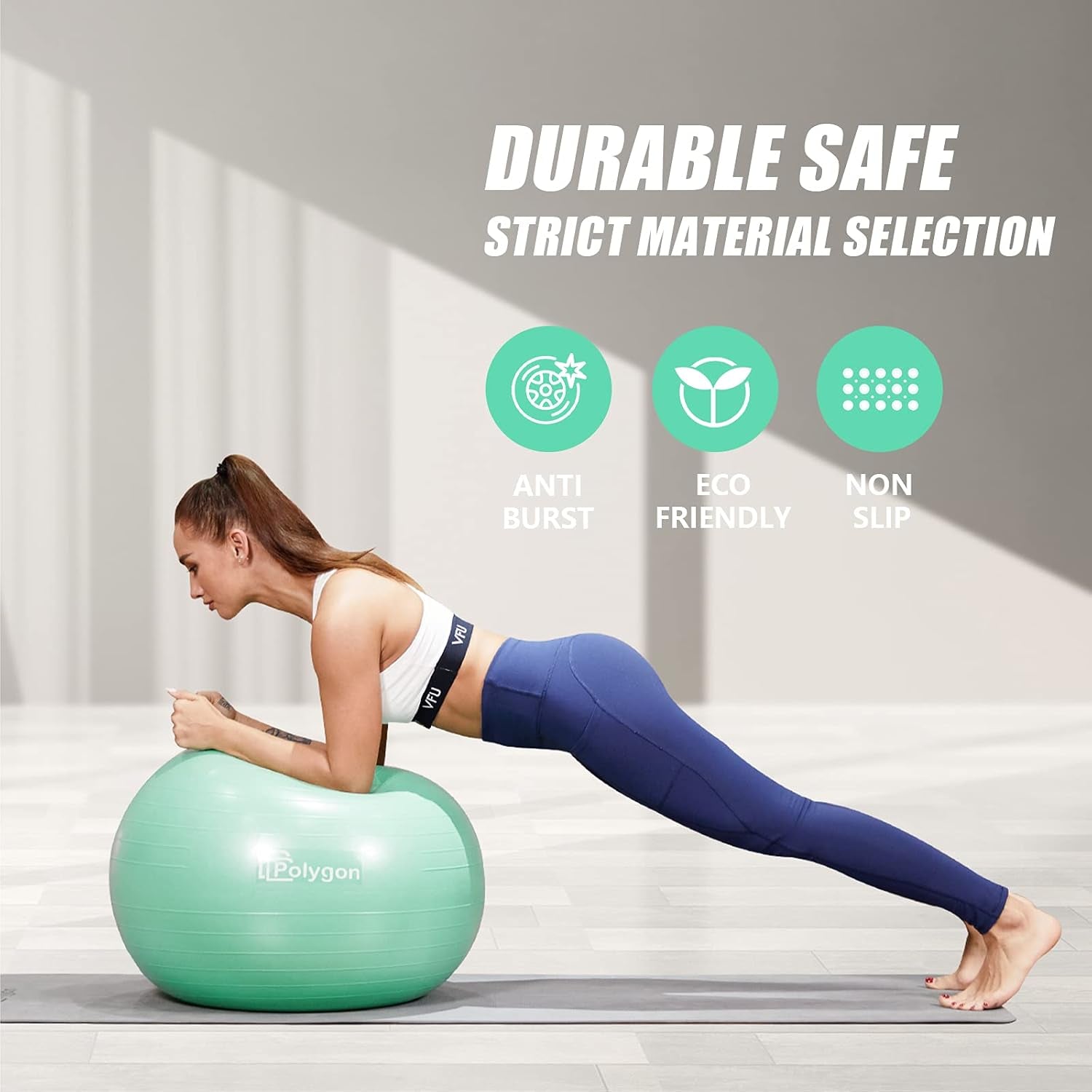 Exercise Ball, Professional Grade Anti-Burst Balance Ball for Yoga, Birthing, Stability, Core Exercise, Fitness, Workout Guide Included