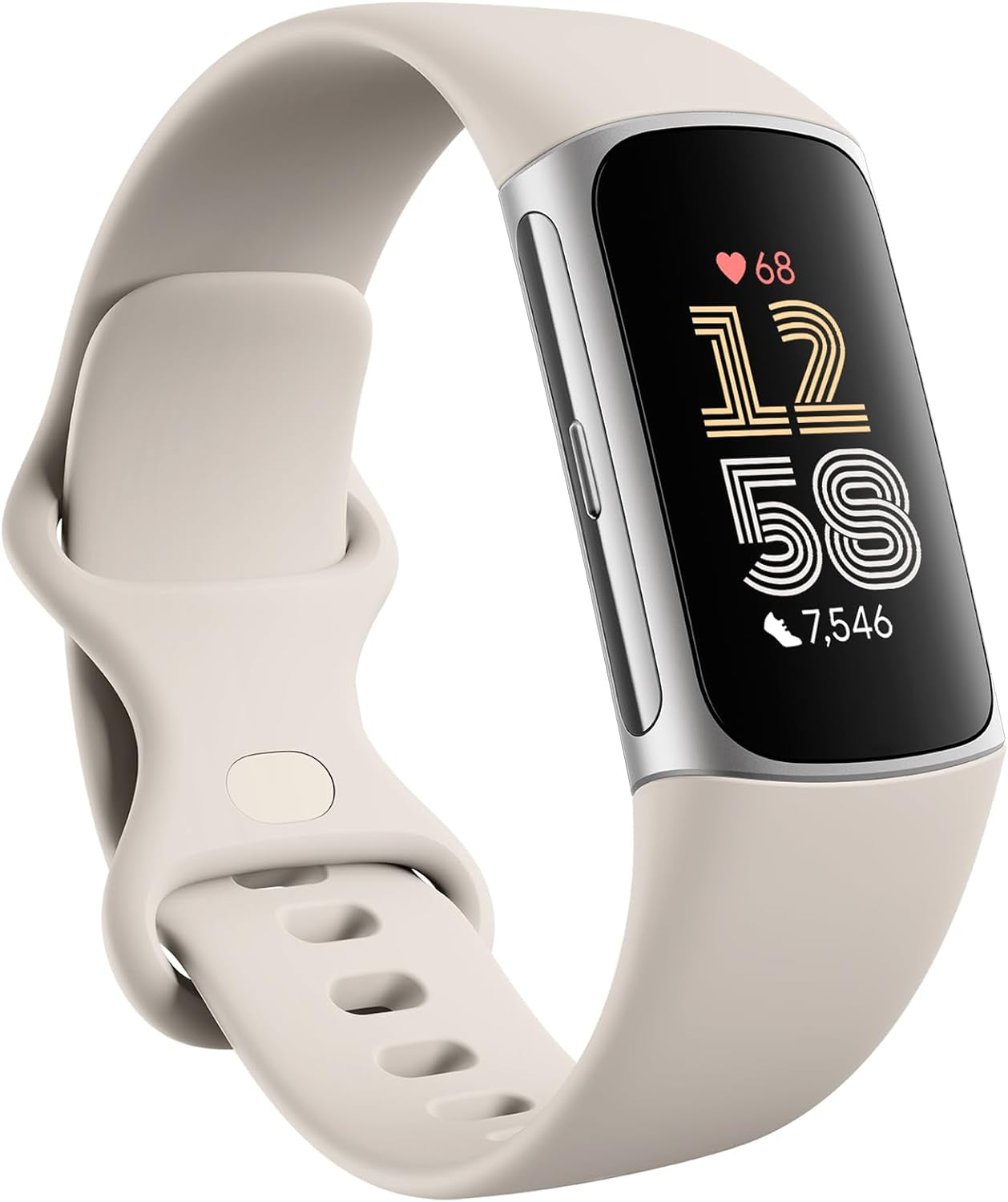 Google  Charge 6 Advanced Health and Fitness Tracker with Built-In GPS, Stress Management Tools, Sleep Tracking, 24/7 Heart Rate and More -- Silver/White