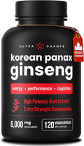 Korean Red Panax Ginseng 5325Mg per Serving | 10:1 Ginseng Root Extract with 5% Ginsenosides for Energy, Focus & Performance | Ginseng Supplement with Korean Panax Ginseng Capsules | Vegan & Non-Gmo | 120 Capsules