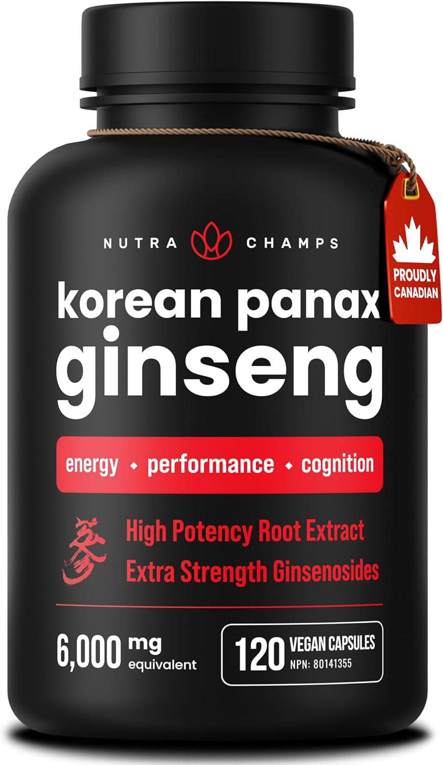 Korean Red Panax Ginseng 5325Mg per Serving | 10:1 Ginseng Root Extract with 5% Ginsenosides for Energy, Focus & Performance | Ginseng Supplement with Korean Panax Ginseng Capsules | Vegan & Non-Gmo | 120 Capsules