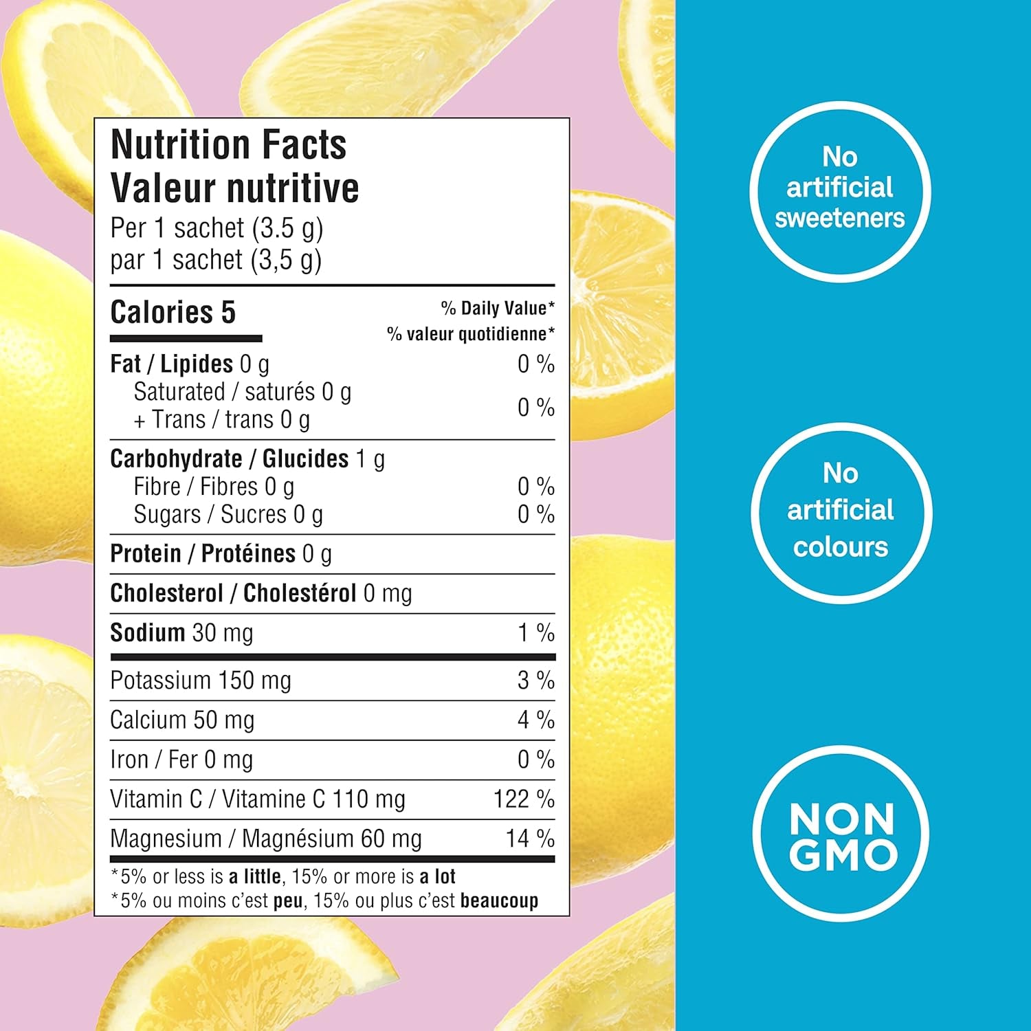 Canadian-Made Electrolytes Powder- Pink Lemonade Sachets- on the Go Sugar Free Hydration and Electrolyte Replenishment with Prebiotics and Vitamin C 3.5G X 20Ct