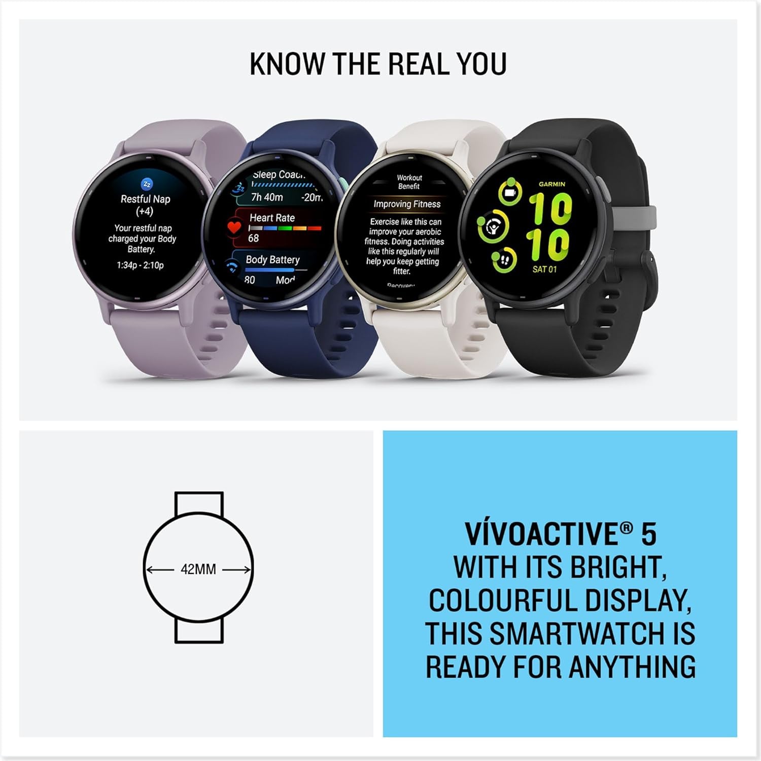 Vívoactive 5, Health and Fitness GPS Smartwatch, AMOLED Display, up to 11 Days of Battery, Navy