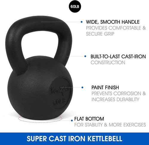 5-50 Lbs Cast Iron Kettlebell for Dumbbell Weights Exercises, Gym, Full Body Home Workout Equipment, Push Up, Grip and Strength Training