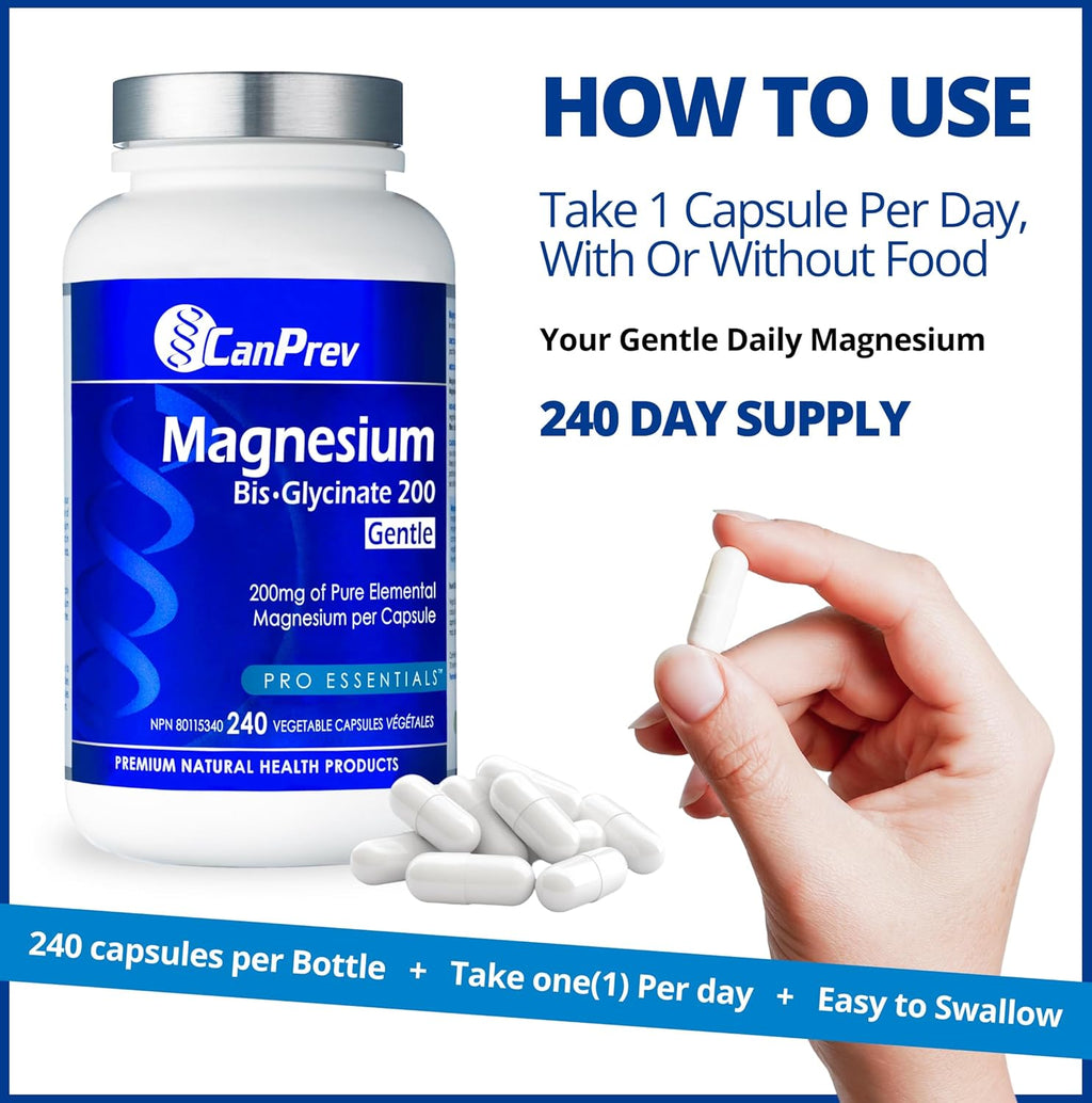 Pure Magnesium Bisglycinate 200Mg, 240 Vegan Capsules 240-Day Supply - Gentle on the Stomach - Magnesium Bis-Glycinate Supplement - Elemental Chelated Complex for Relaxation and Muscle Comfort