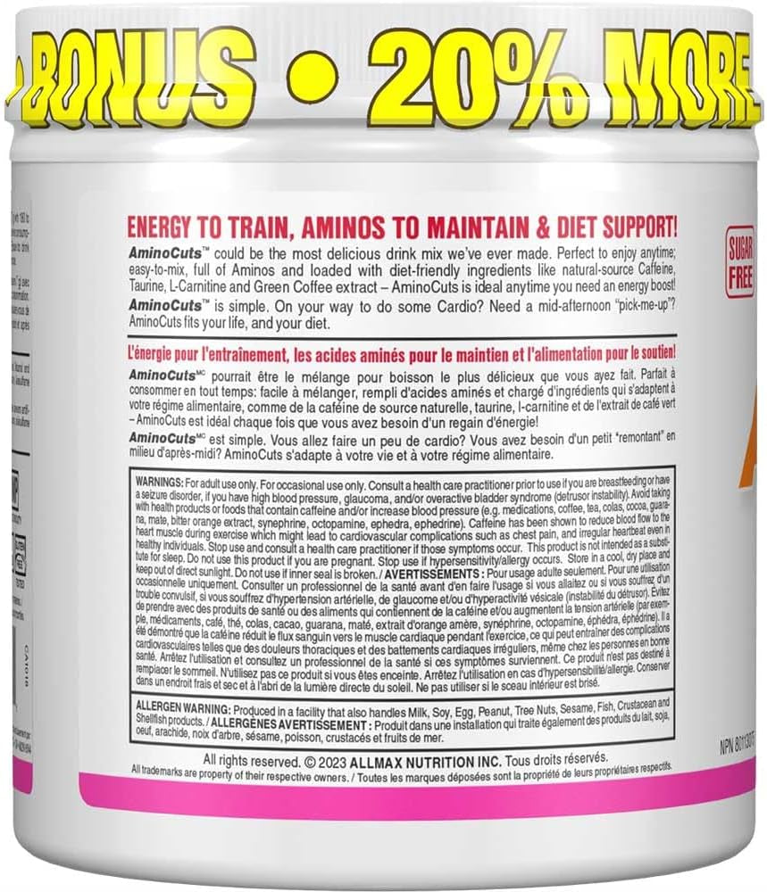 - AMINOCUTS (A:CUTS) - Weight-Management BCAA (L-Carnitine + Taurine + Green Coffee) - Cotton Candy Dye Free- 252 Gram - 36 Servings, 252-Gram