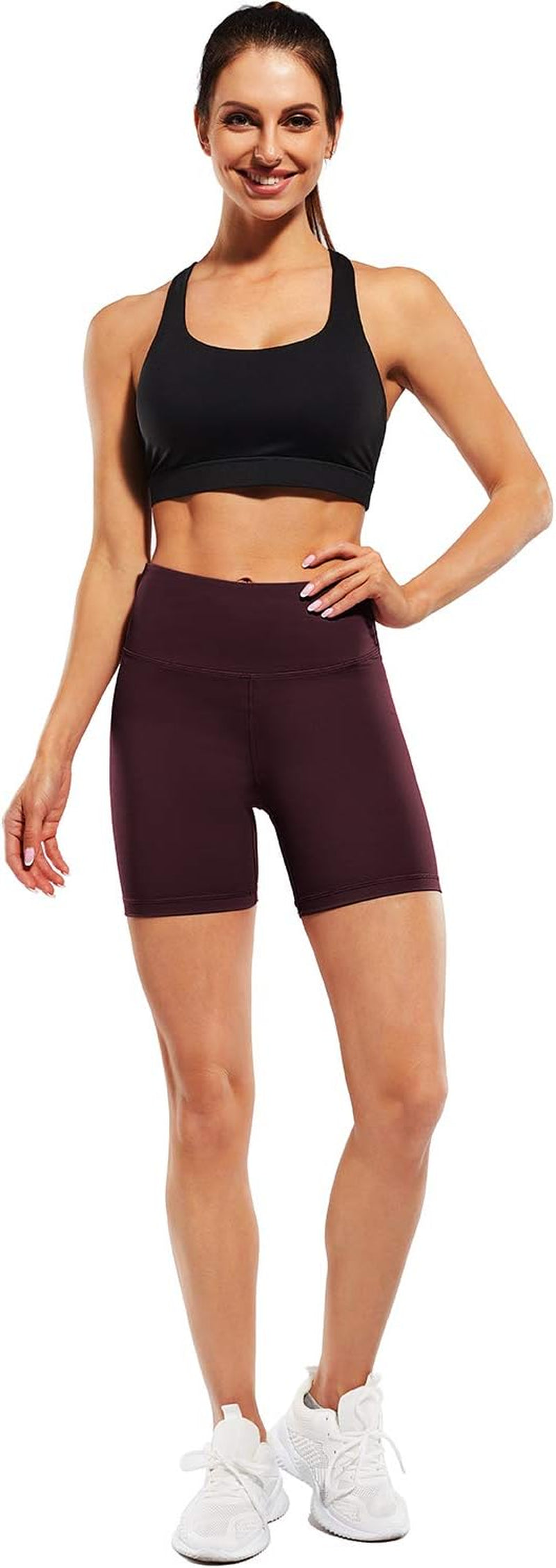 Biker Shorts Women High Waist Yoga Shorts with Pockets Non See-Through Workout Running Shorts