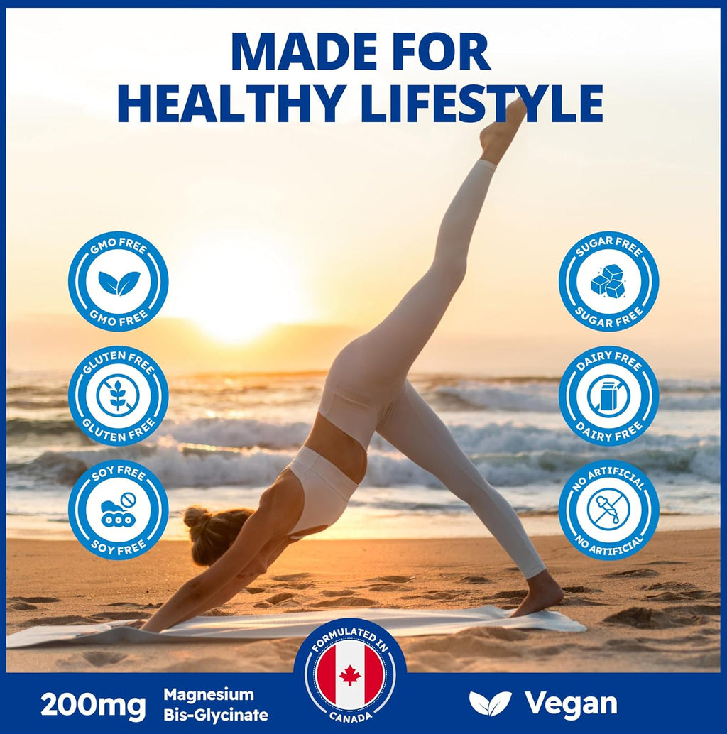 Pure Magnesium Bisglycinate 200Mg, 240 Vegan Capsules 240-Day Supply - Gentle on the Stomach - Magnesium Bis-Glycinate Supplement - Elemental Chelated Complex for Relaxation and Muscle Comfort