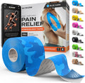 Kinesiology Tape-Incredible Support for Athletic Sports and Recovery+Free Taping Guide - Uncut 2 Inch 16.4 Feet Roll (Electric Blue Camo + Free Taping Guide, Pack of 1)