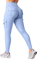 Workout Cargo Leggings with Pockets for Women No Front Seam Hidden Scrunch Hedda Leggings Compression Gym Yoga Pants