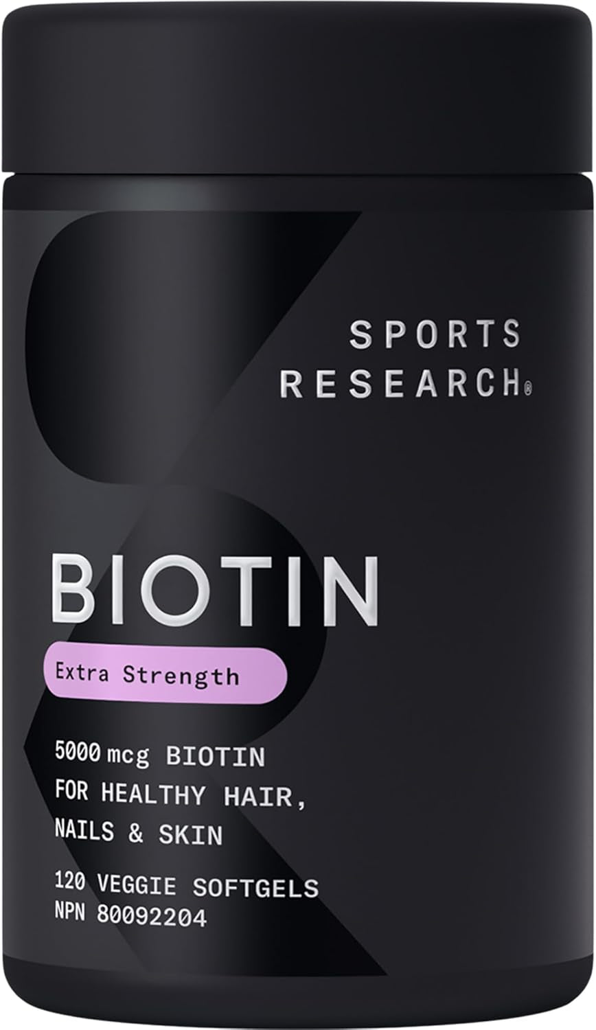 ® Extra Strength Vegan Biotin 5,000Mcg with Organic Coconut Oil - Helps to Maintain Healthy Hair, Nails and Skin - Great for Women & Men - 120 Veggie Softgels