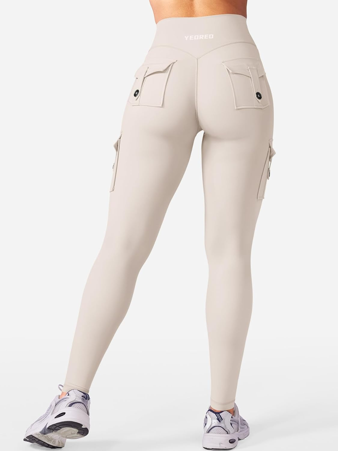 Workout Cargo Leggings with Pockets for Women No Front Seam Hidden Scrunch Hedda Leggings Compression Gym Yoga Pants
