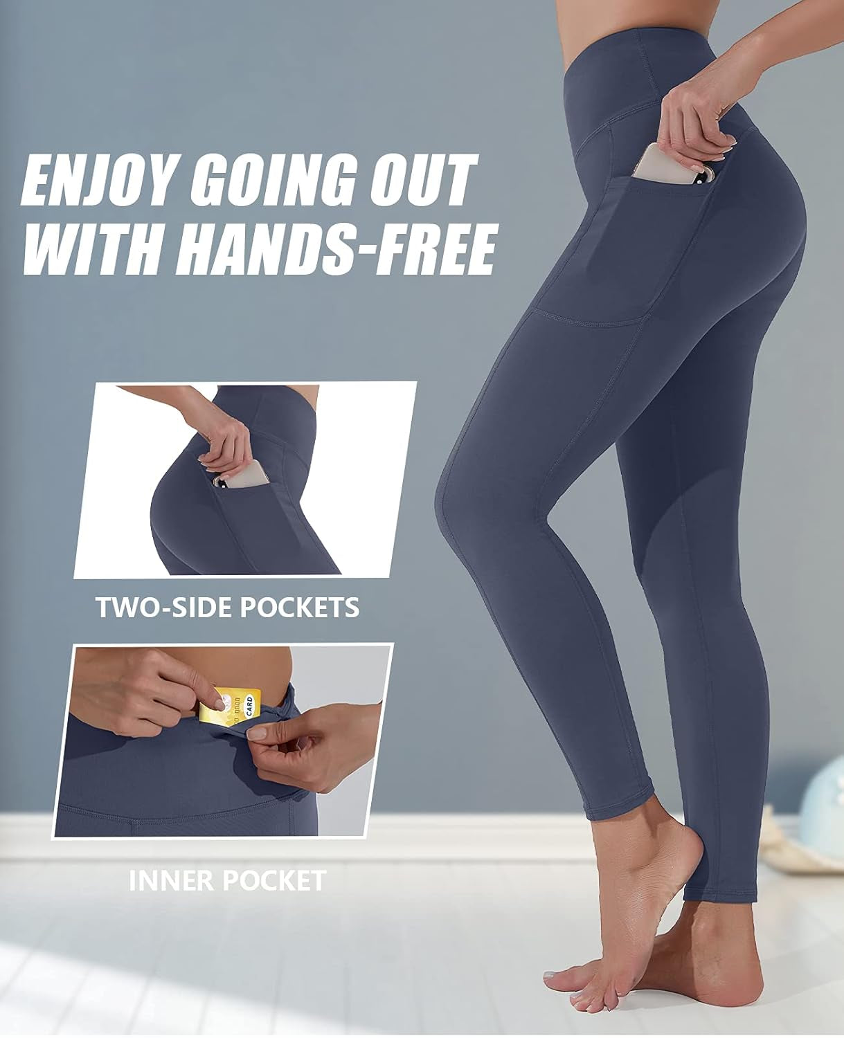 Yoga Pants for Women, High Waisted Leggings with Pockets, Tummy Control Non See through Workout Pants