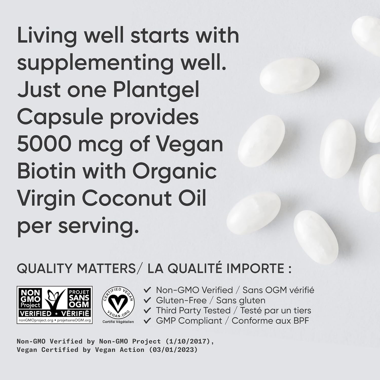 ® Extra Strength Vegan Biotin 5,000Mcg with Organic Coconut Oil - Helps to Maintain Healthy Hair, Nails and Skin - Great for Women & Men - 120 Veggie Softgels