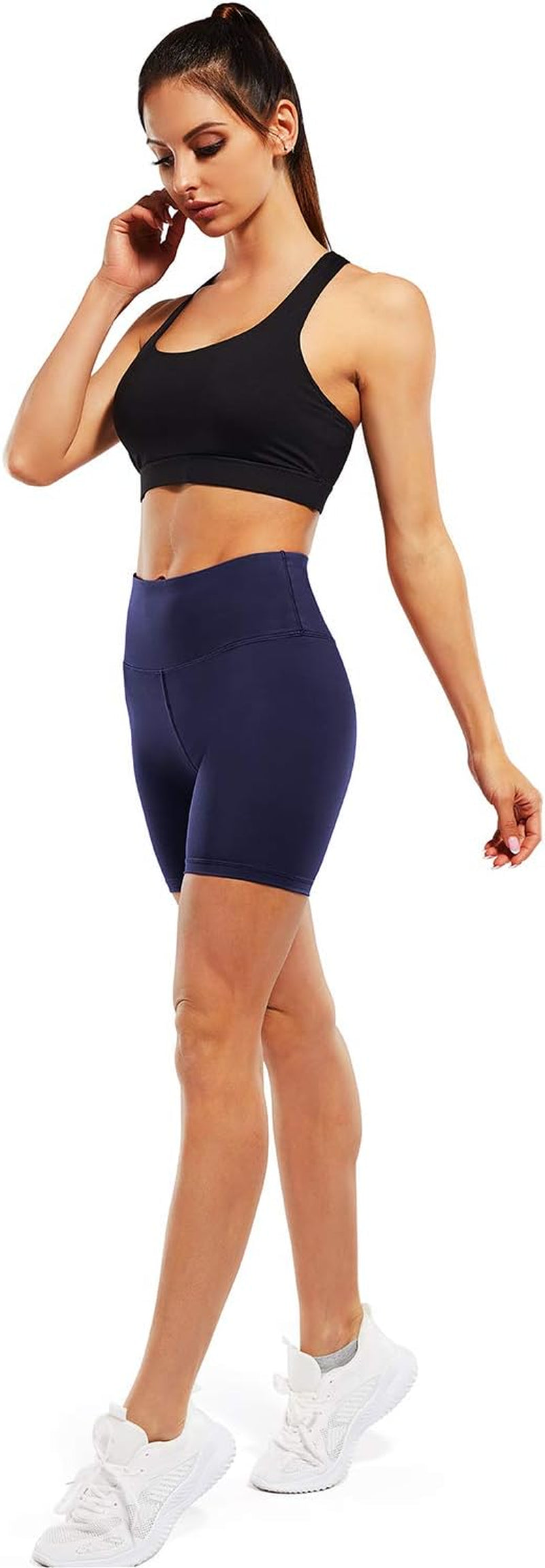 Biker Shorts Women High Waist Yoga Shorts with Pockets Non See-Through Workout Running Shorts