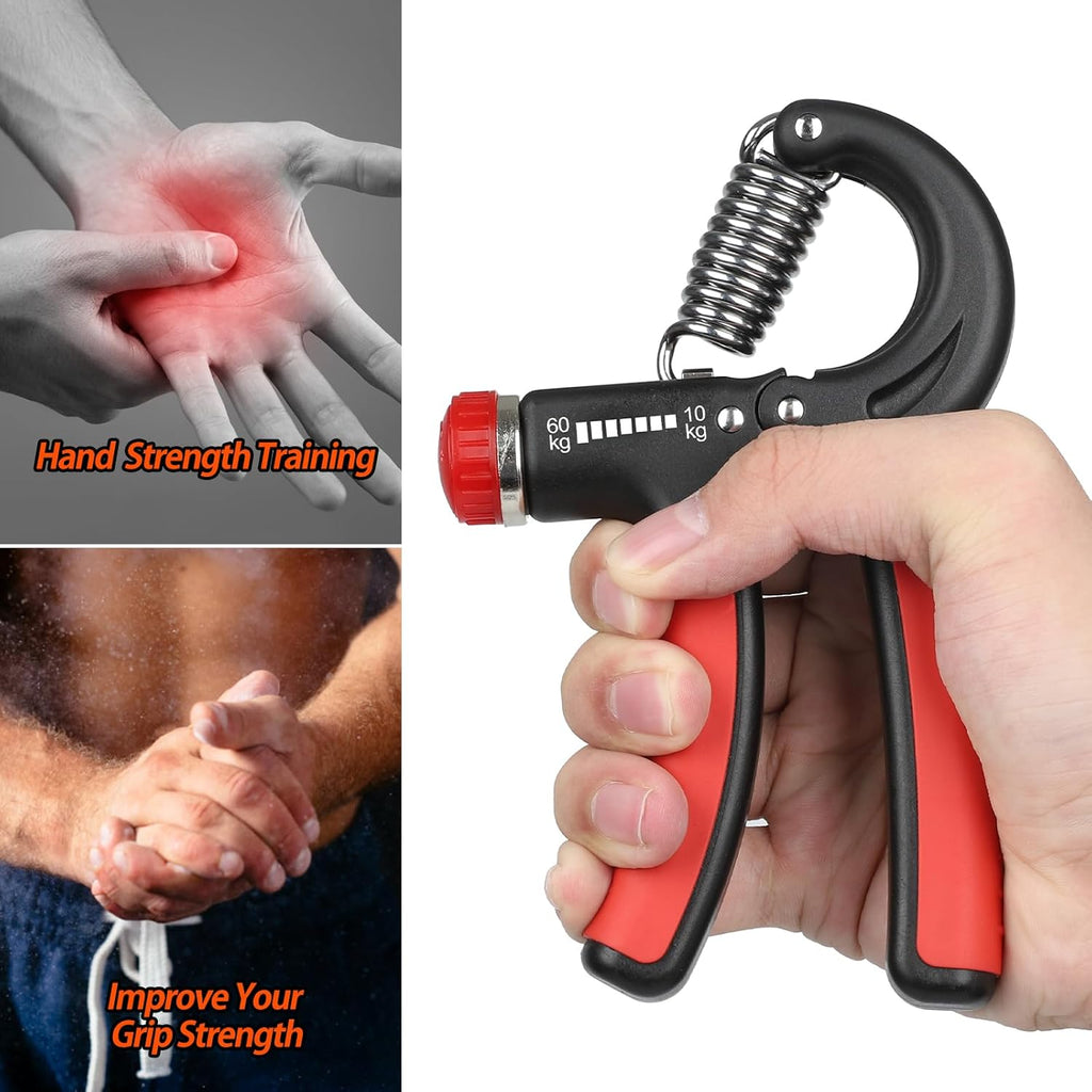 Grip Strength Trainer, Hand Grip Strengthener, Adjustable Resistance 22-132Lbs (10-60Kg), Forearm Strengthener, Perfect for Musicians Athletes
