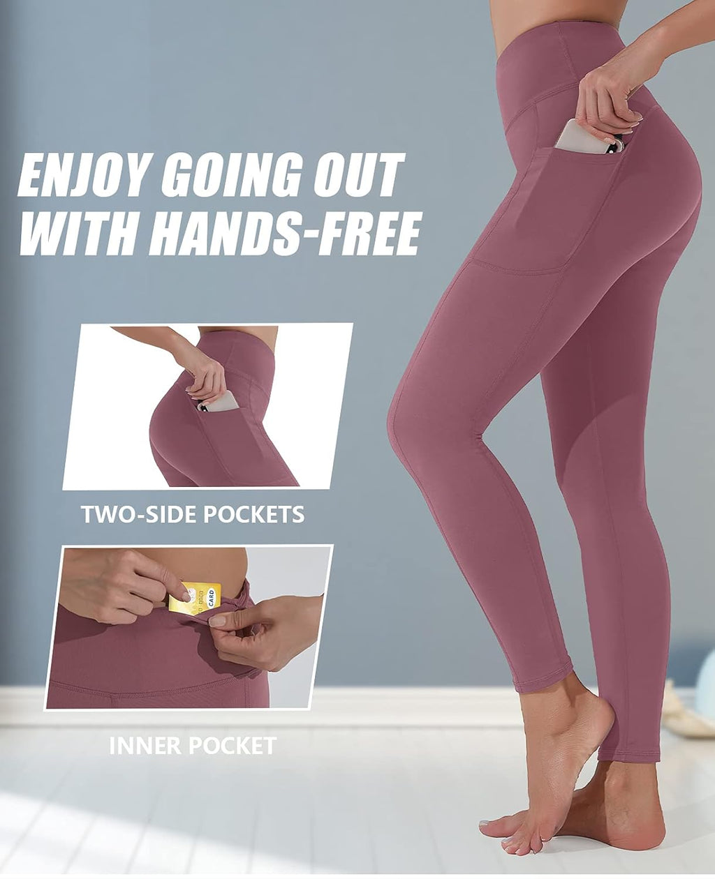 Yoga Pants for Women, High Waisted Leggings with Pockets, Tummy Control Non See through Workout Pants