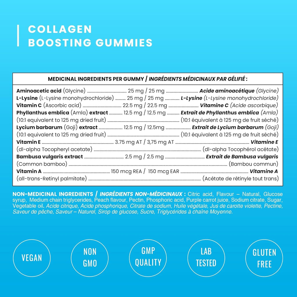 Vegan Collagen Boosting Gummies for Women & Men – Collagen Supplement with Vitamins A, C & E – Delicious Vitamins for Hair, Skin, Nail & Joint Support