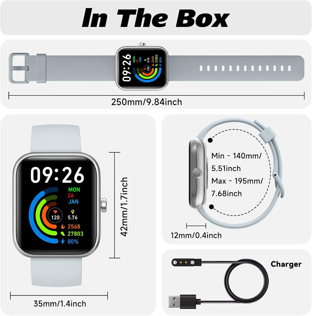 Smart Watch for Men Women with Bluetooth Call, Alexa Built-In, Heart Rate & Sleep Monitor, 1.83" DIY Dial Fitness Watch with 100+ Sport Modes, IP68 Waterproof, Compatible with Android Ios