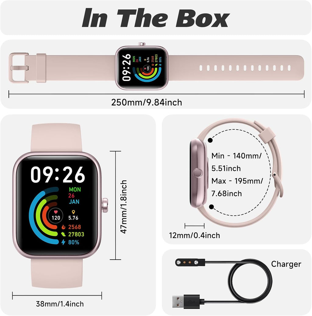 Smart Watch for Men Women with Bluetooth Call, Alexa Built-In, Heart Rate & Sleep Monitor, 1.83" DIY Dial Fitness Watch with 100+ Sport Modes, IP68 Waterproof, Compatible with Android Ios