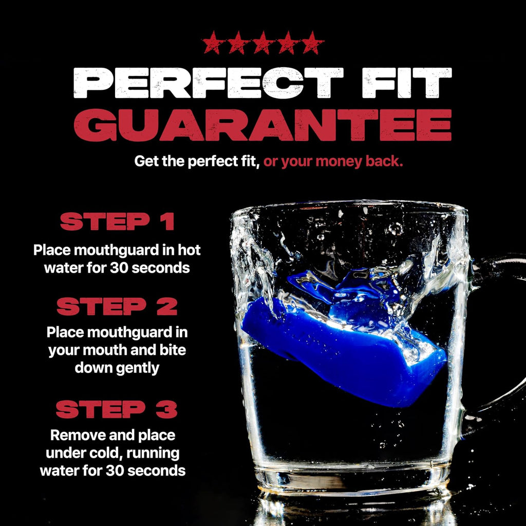 Mouthguard Strapless Slim Fit, Adults and Junior with Case for Boxing, Basketball, Football, MMA, Martial Arts, Hockey and All Contact Sports (Junior (<11 Years), Blue)