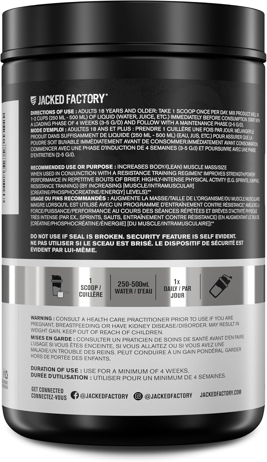 Creatine Monohydrate Powder 425G - Canadian-Owned Informed Choice Certified Supplement for Increased Muscle Mass*, Improved Strength, Power, & Performance** - 85 Servings, Unflavored
