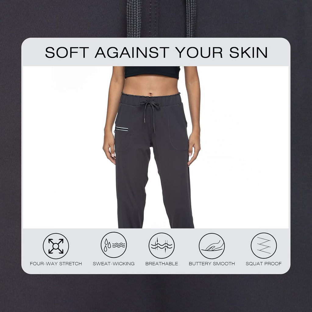 Joggers for Women with Pockets Elastic Waist Workout Sport Gym Pants Comfy Lounge Yoga Running Pants