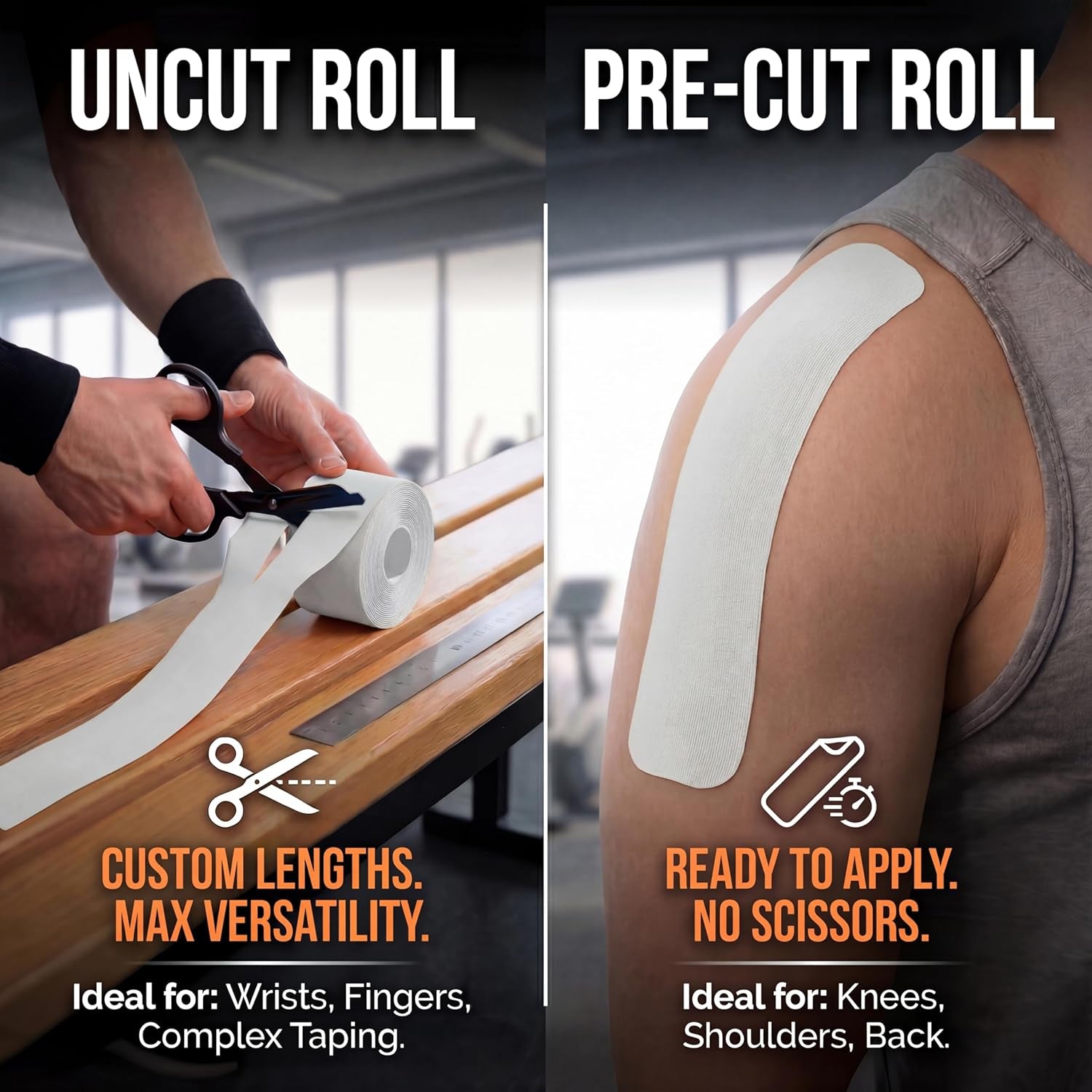 Kinesiology Tape-Incredible Support for Athletic Sports and Recovery+Free Taping Guide - Uncut 2 Inch 16.4 Feet Roll (Frosted White + Free Taping Guide, Pack of 1)