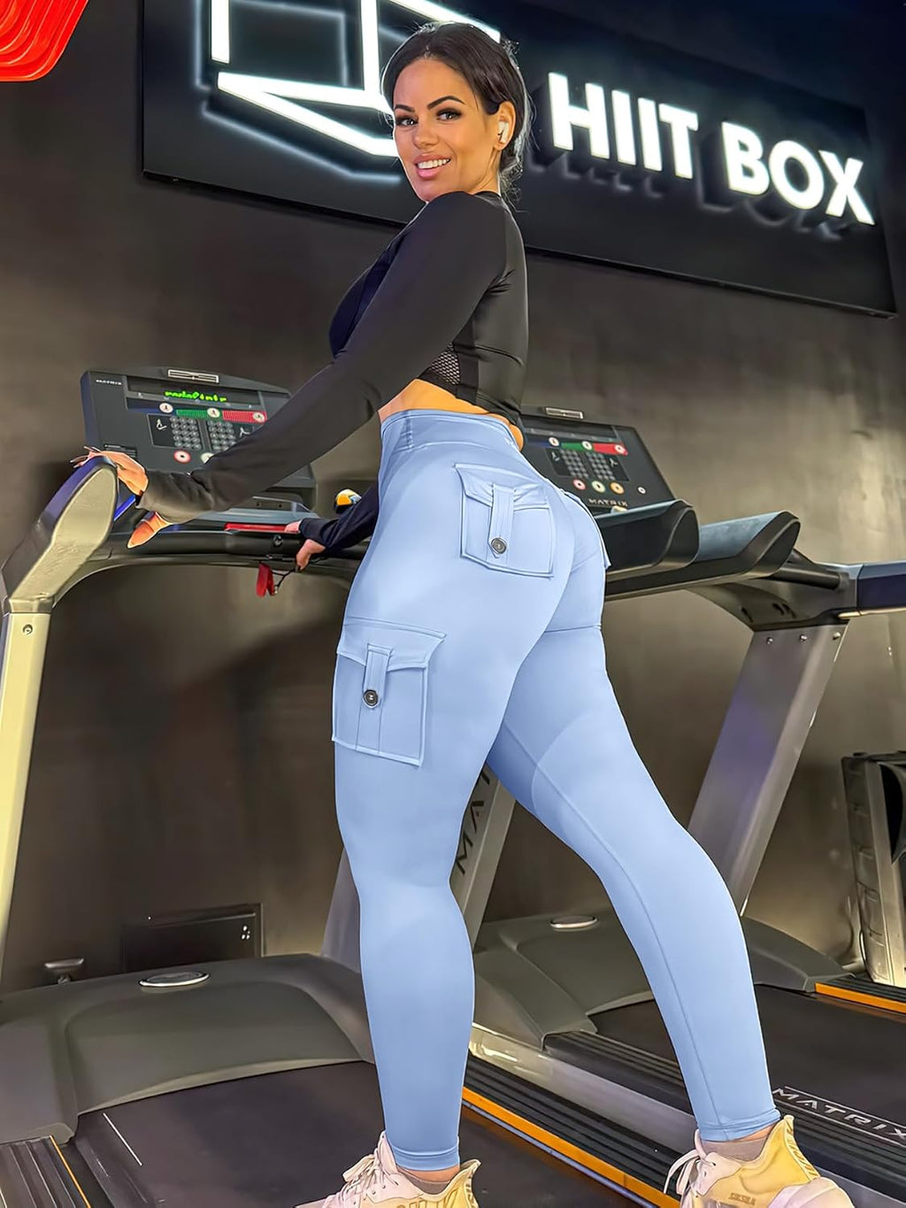 Workout Cargo Leggings with Pockets for Women No Front Seam Hidden Scrunch Hedda Leggings Compression Gym Yoga Pants