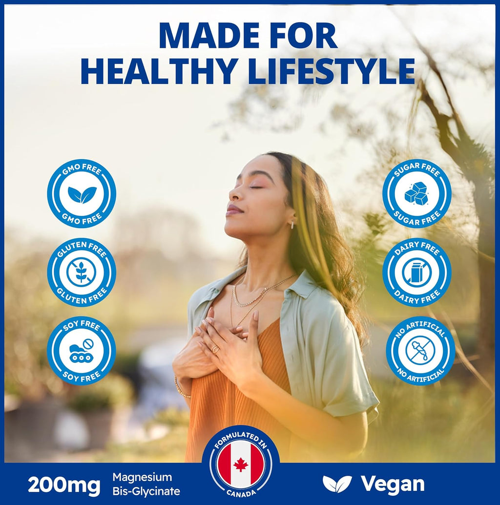Magnesium Bis-Glycinate Gentle 200Mg, 120 V-Caps 120-Day Supply - Pure Elemental Magnesium Supplement, Supports Bone and Muscle Function, Gentle on Stomach, Perfect for Daily Magnesium Needs