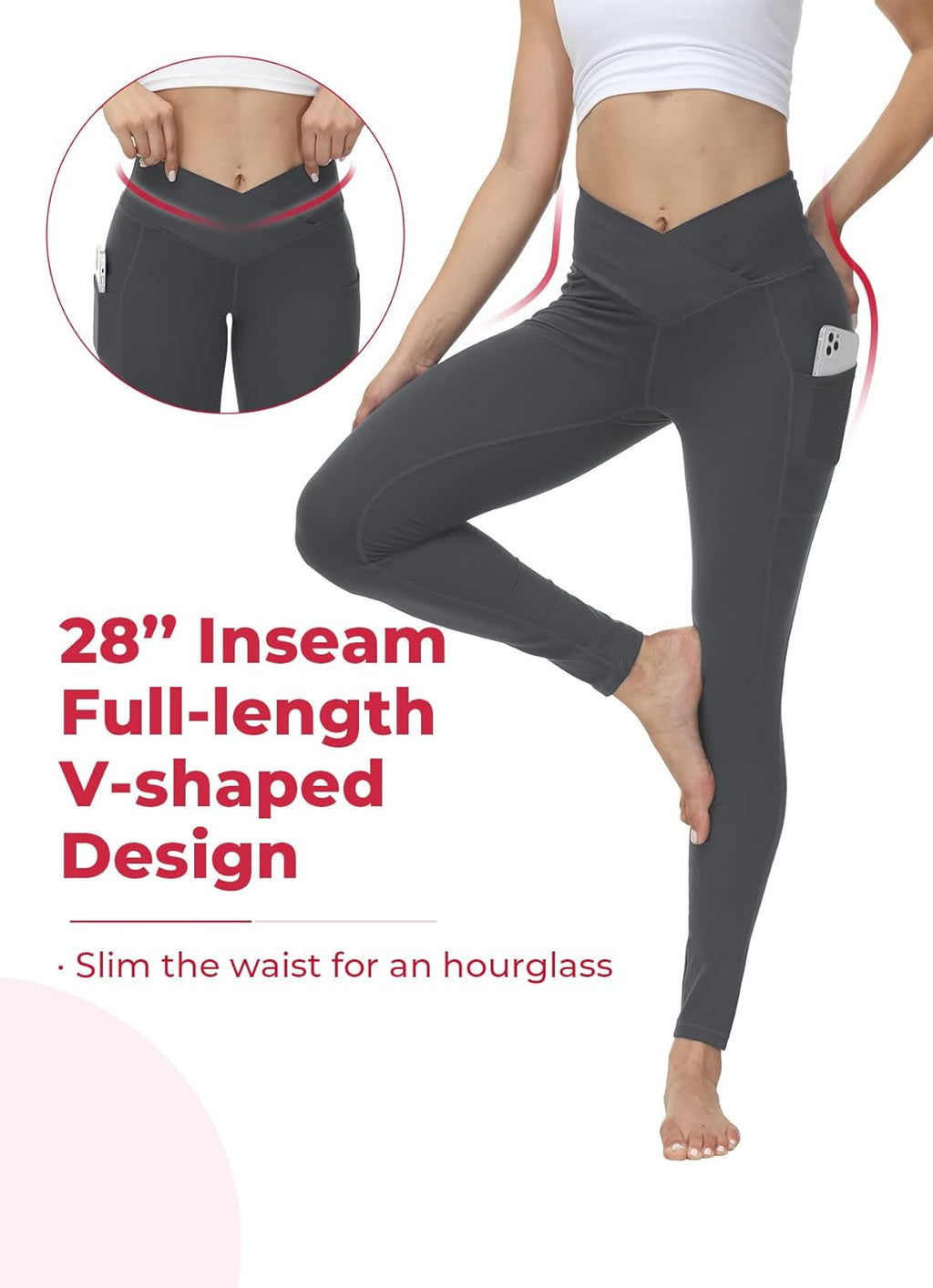 Leggings for Women with 3 Pockets Buttery Soft High Waisted Yoga Pants Non-See-Through Full-Length Tights