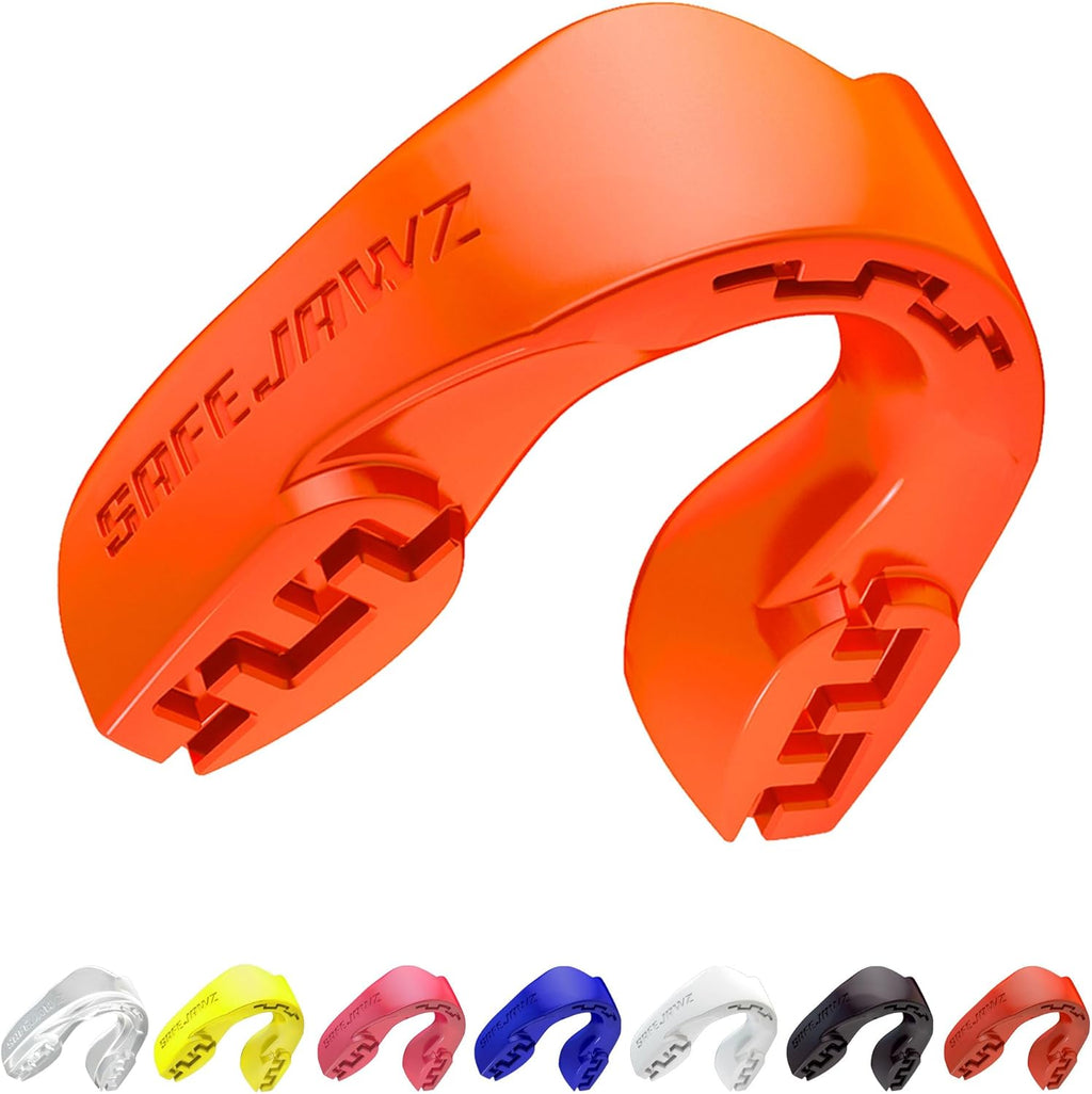 Mouthguard Strapless Slim Fit, Adults and Junior with Case for Boxing, Basketball, Football, MMA, Martial Arts, Hockey and All Contact Sports (Adults (12+ Years), Orange)