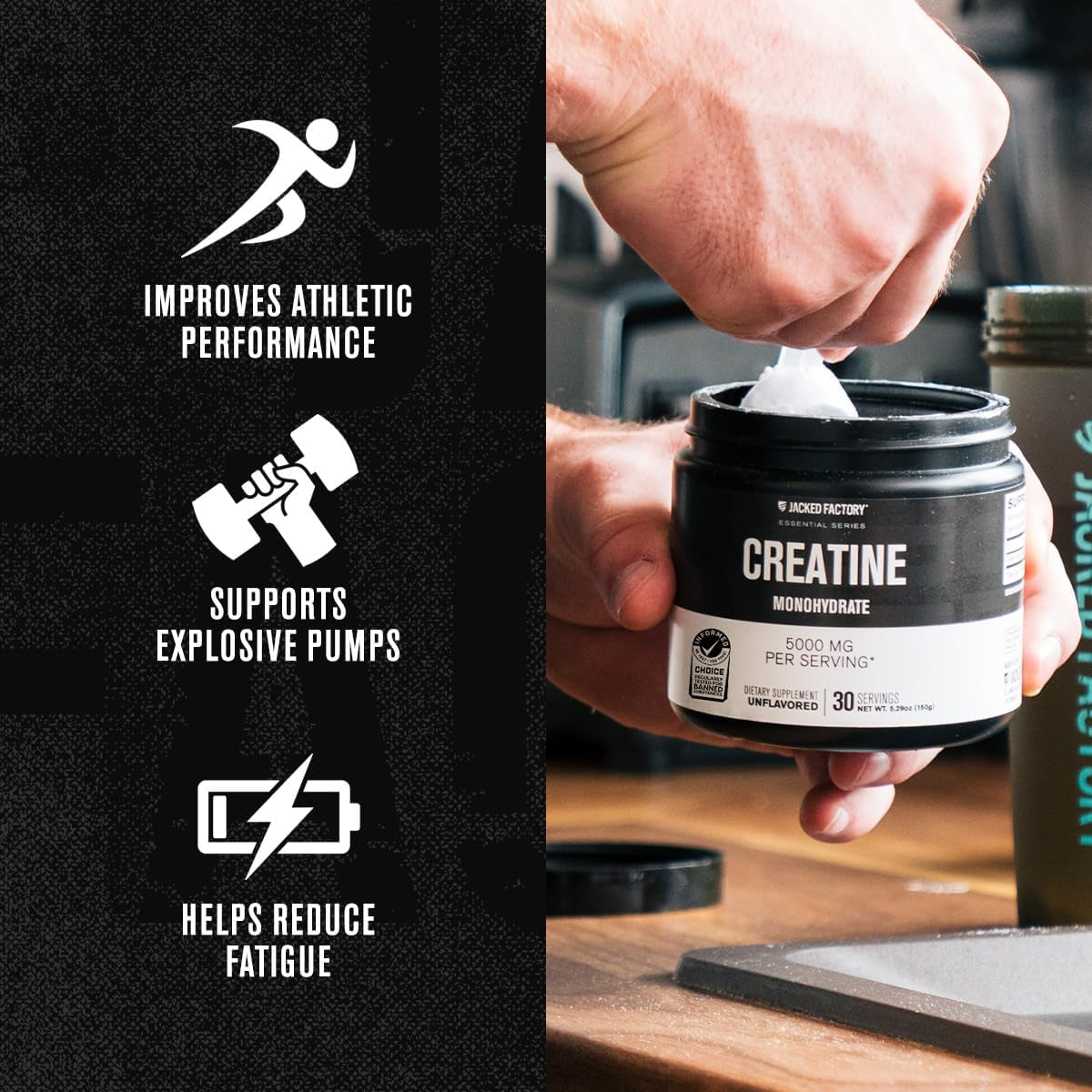 Creatine Monohydrate Powder 150G - Canadian-Owned Informed Choice Certified Supplement for Increased Muscle Mass*, Improved Strength, Power, & Performance** - 30 Servings, Unflavored