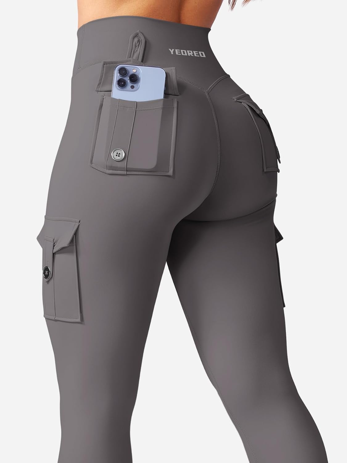 Workout Cargo Leggings with Pockets for Women No Front Seam Hidden Scrunch Hedda Leggings Compression Gym Yoga Pants