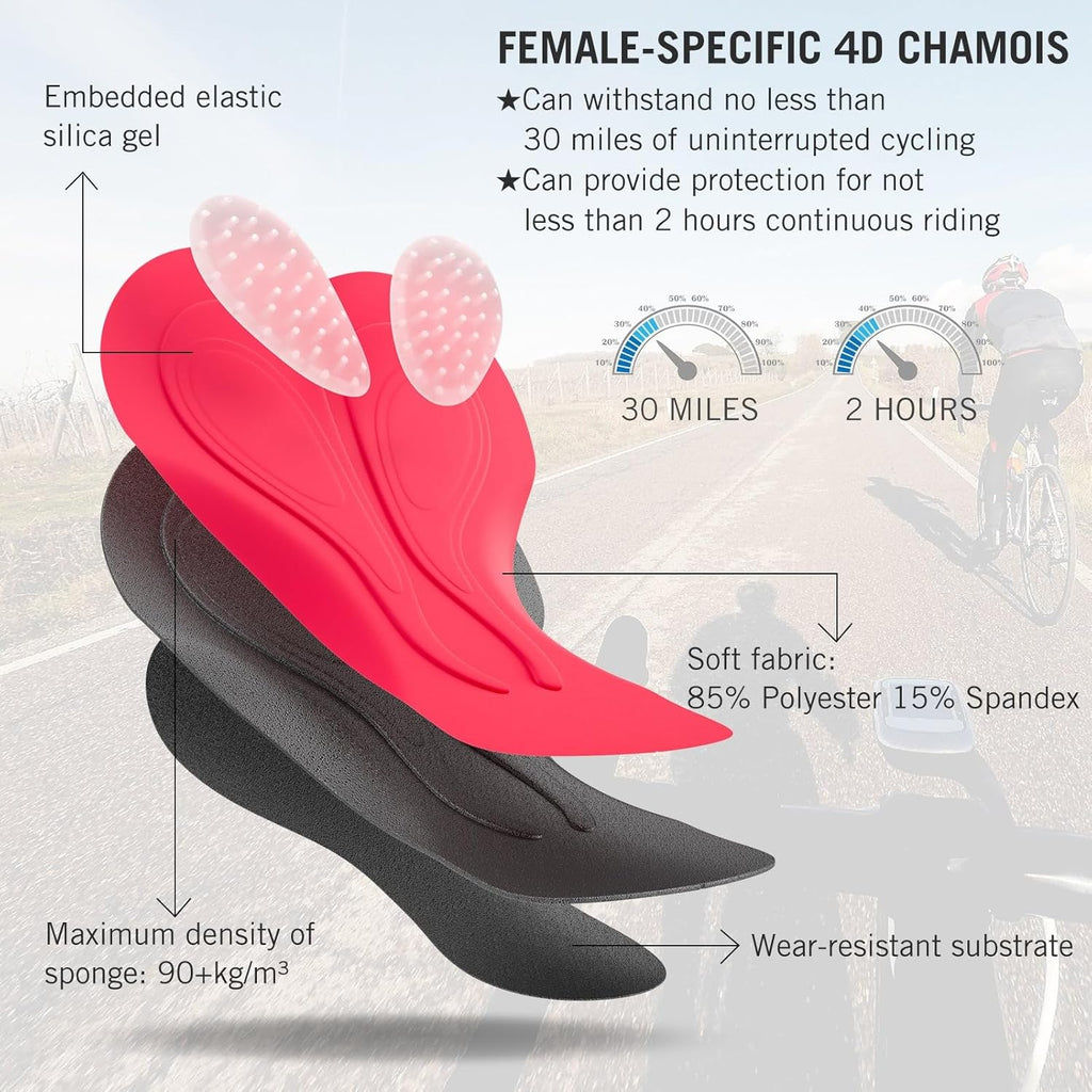 5" Bike Shorts Women 4D Padded Pockets Cycling Shorts Mountain Biking Bicycle Spin Gel UPF50+