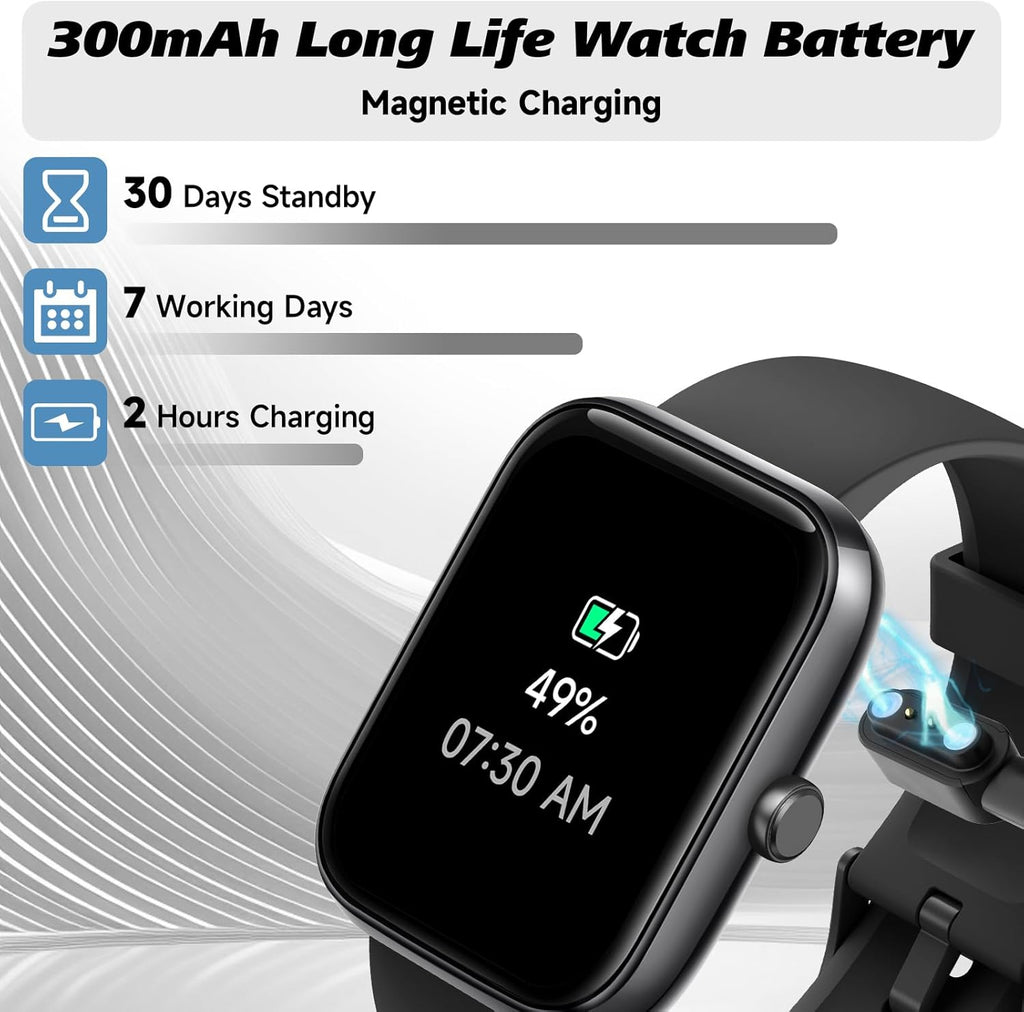 Smart Watch for Men Women with Bluetooth Call, Alexa Built-In, Heart Rate & Sleep Monitor, 1.83" DIY Dial Fitness Watch with 100+ Sport Modes, IP68 Waterproof, Compatible with Android Ios