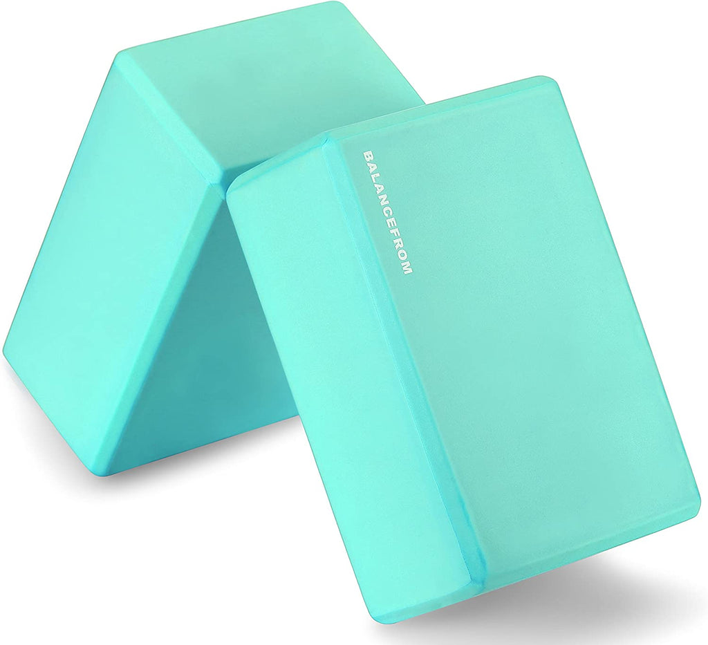 Balancefrom Set of 2 High Density Yoga Blocks, 9"X6"X4" Each, Pair, Multiple Colors