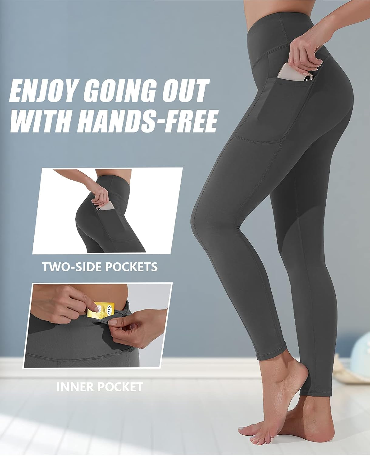 Yoga Pants for Women, High Waisted Leggings with Pockets, Tummy Control Non See through Workout Pants