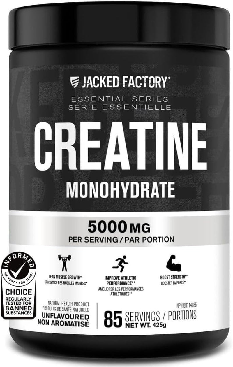 Creatine Monohydrate Powder 425G - Canadian-Owned Informed Choice Certified Supplement for Increased Muscle Mass*, Improved Strength, Power, & Performance** - 85 Servings, Unflavored