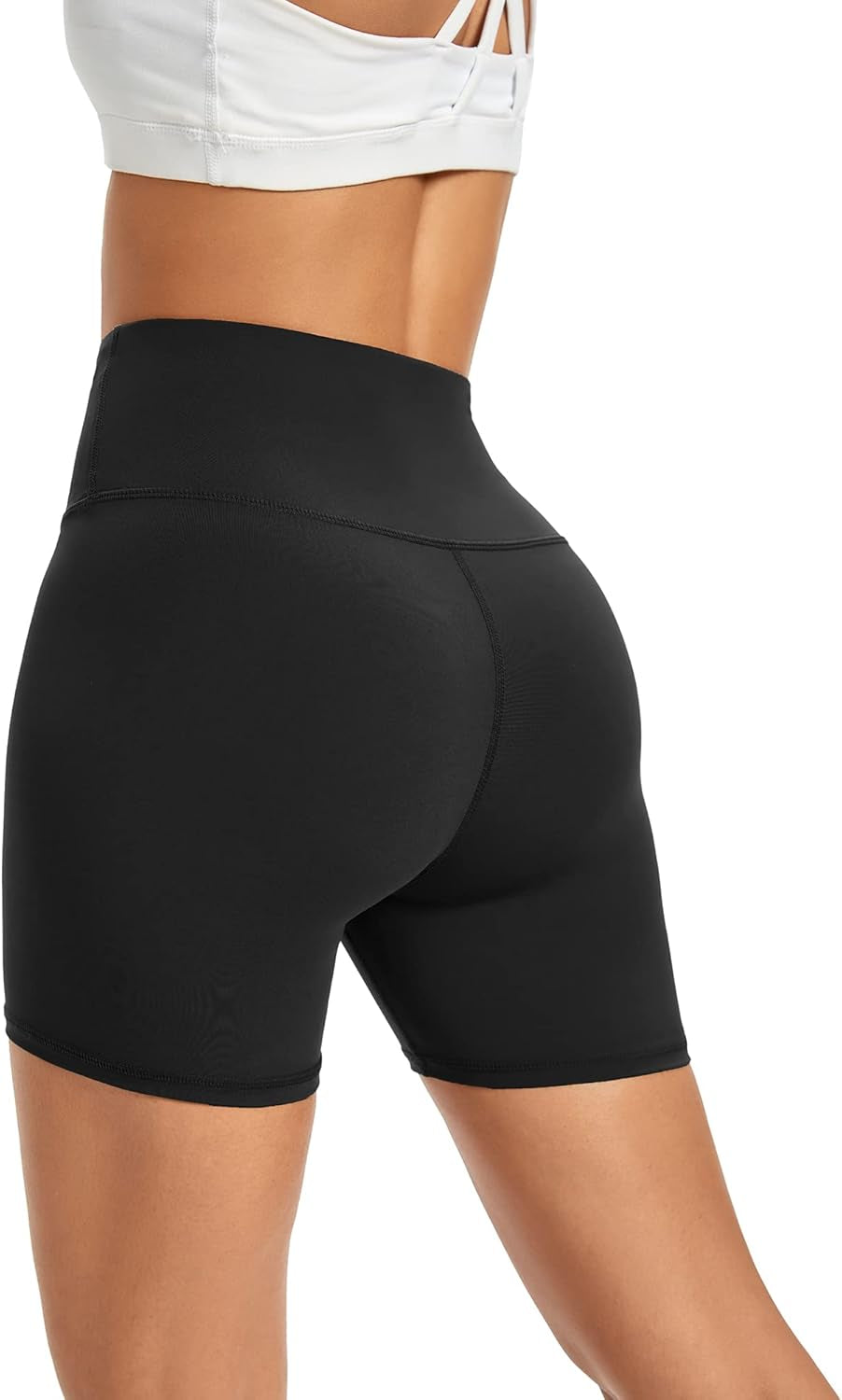 Biker Shorts Women High Waist Yoga Shorts with Pockets Non See-Through Workout Running Shorts