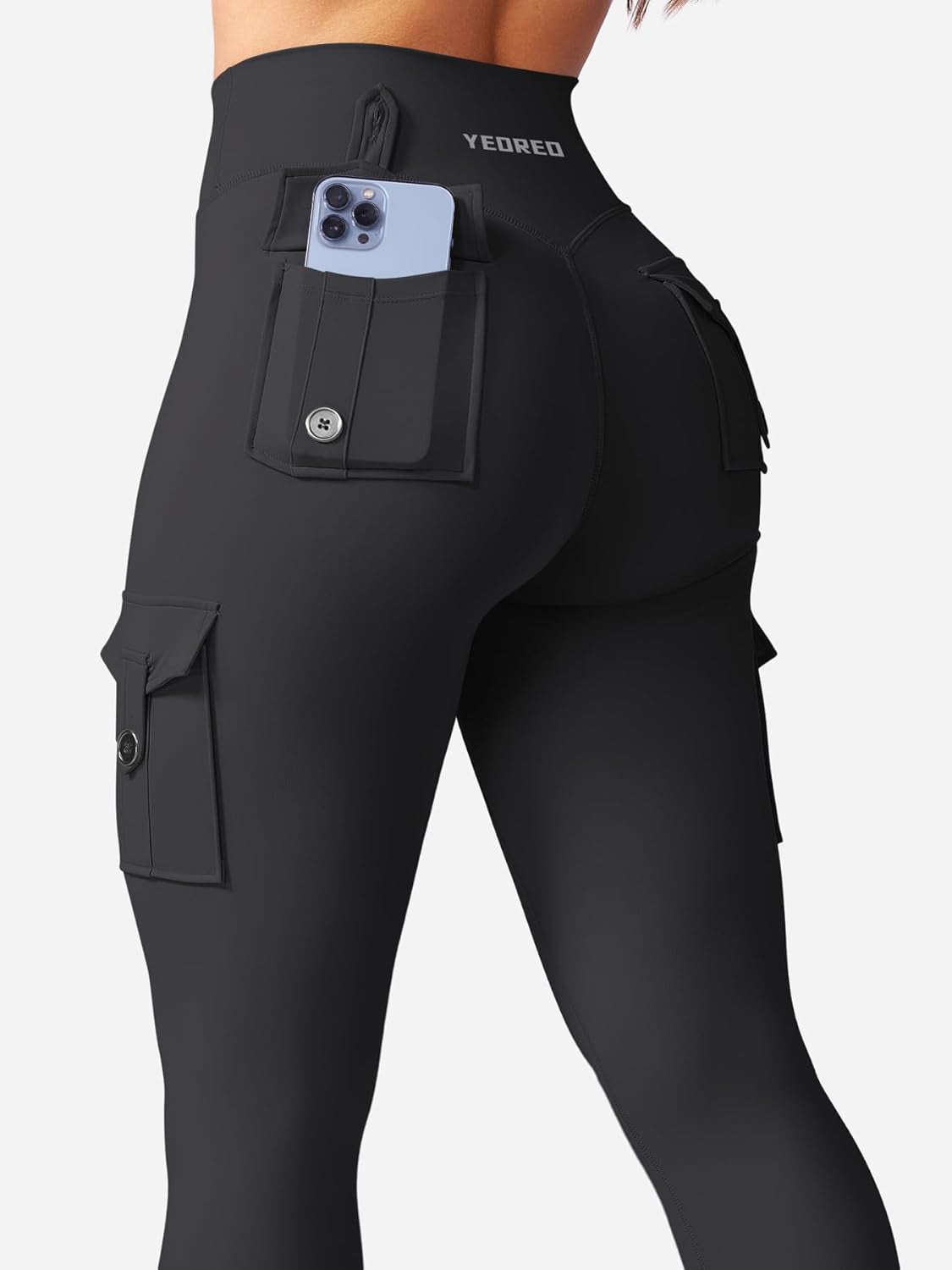 Workout Cargo Leggings with Pockets for Women No Front Seam Hidden Scrunch Hedda Leggings Compression Gym Yoga Pants