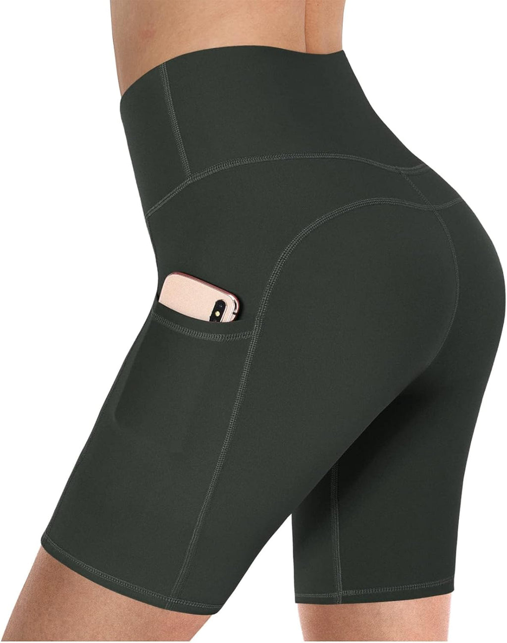 High Waist Yoga Shorts with Pockets Biker Shorts for Women Running Workout Shorts Leggings
