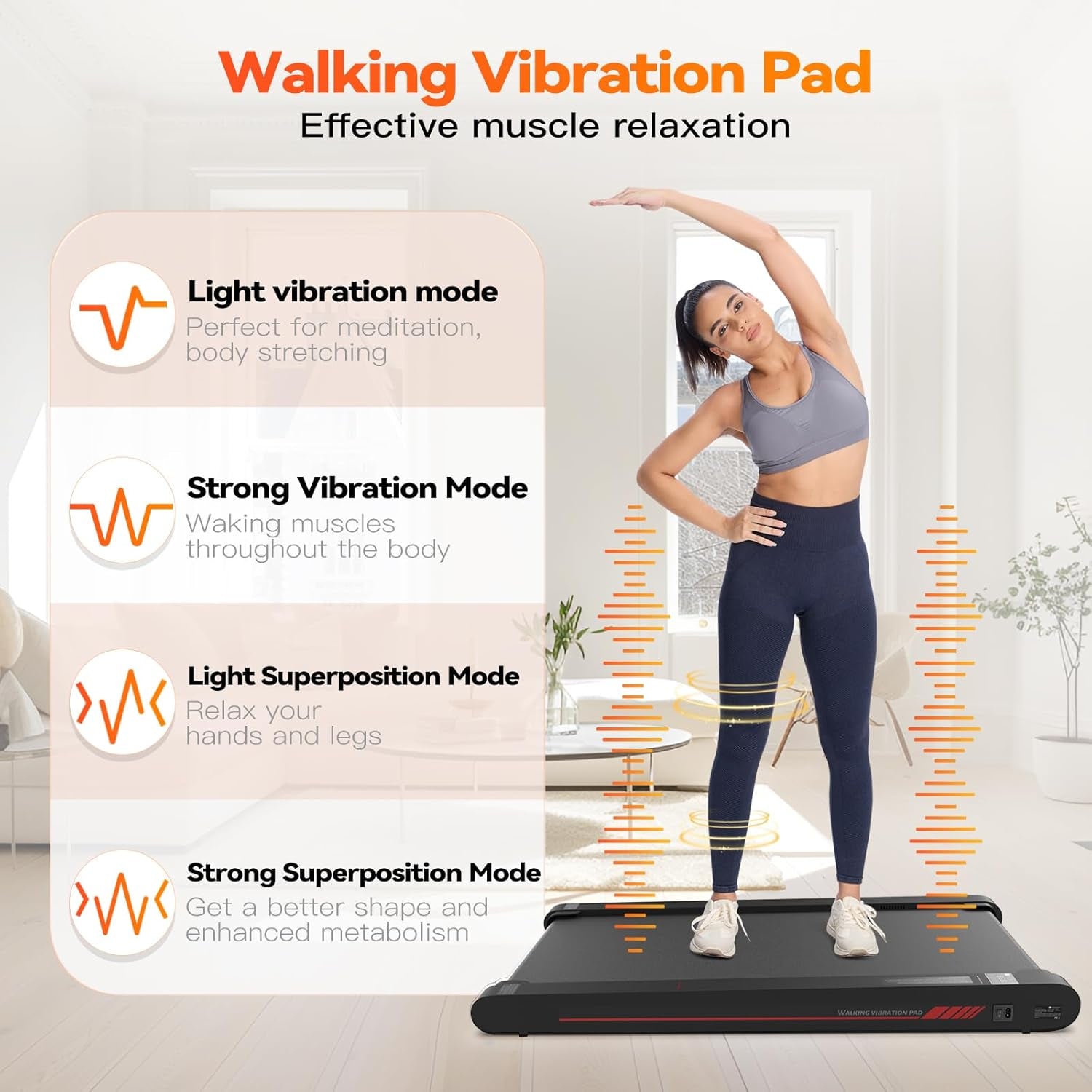 4 in 1 Walking Vibration Pad Treadmill, Walking Treadmill Pad for Home with Remote Control and APP