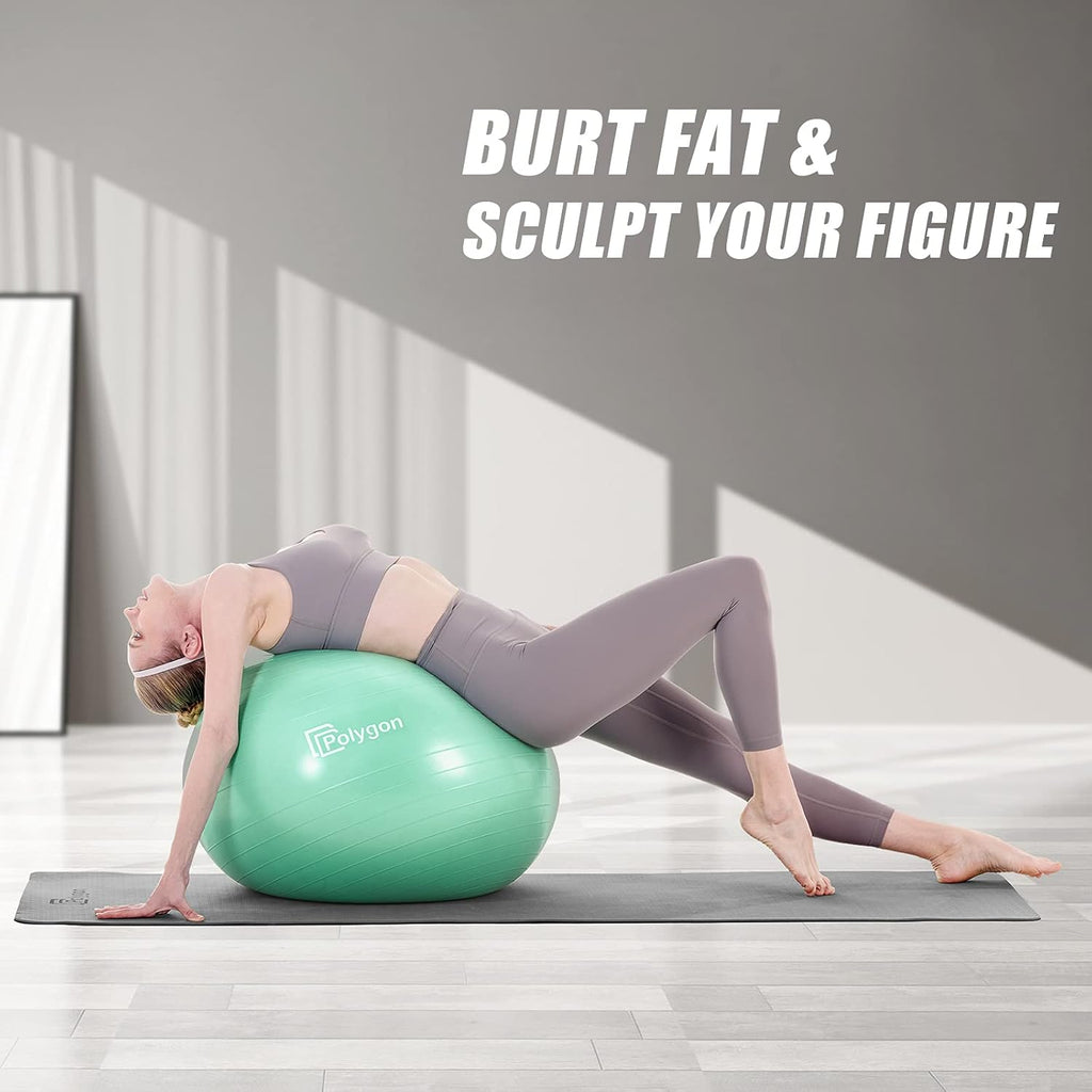 Exercise Ball, Professional Grade Anti-Burst Balance Ball for Yoga, Birthing, Stability, Core Exercise, Fitness, Workout Guide Included