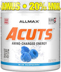AMINOCUTS (ACUTS), Amino-Charged Energy Drink with Taurine, L-Carnitine, Green Coffee Bean Extract, Blue Raspberry - Dye Free