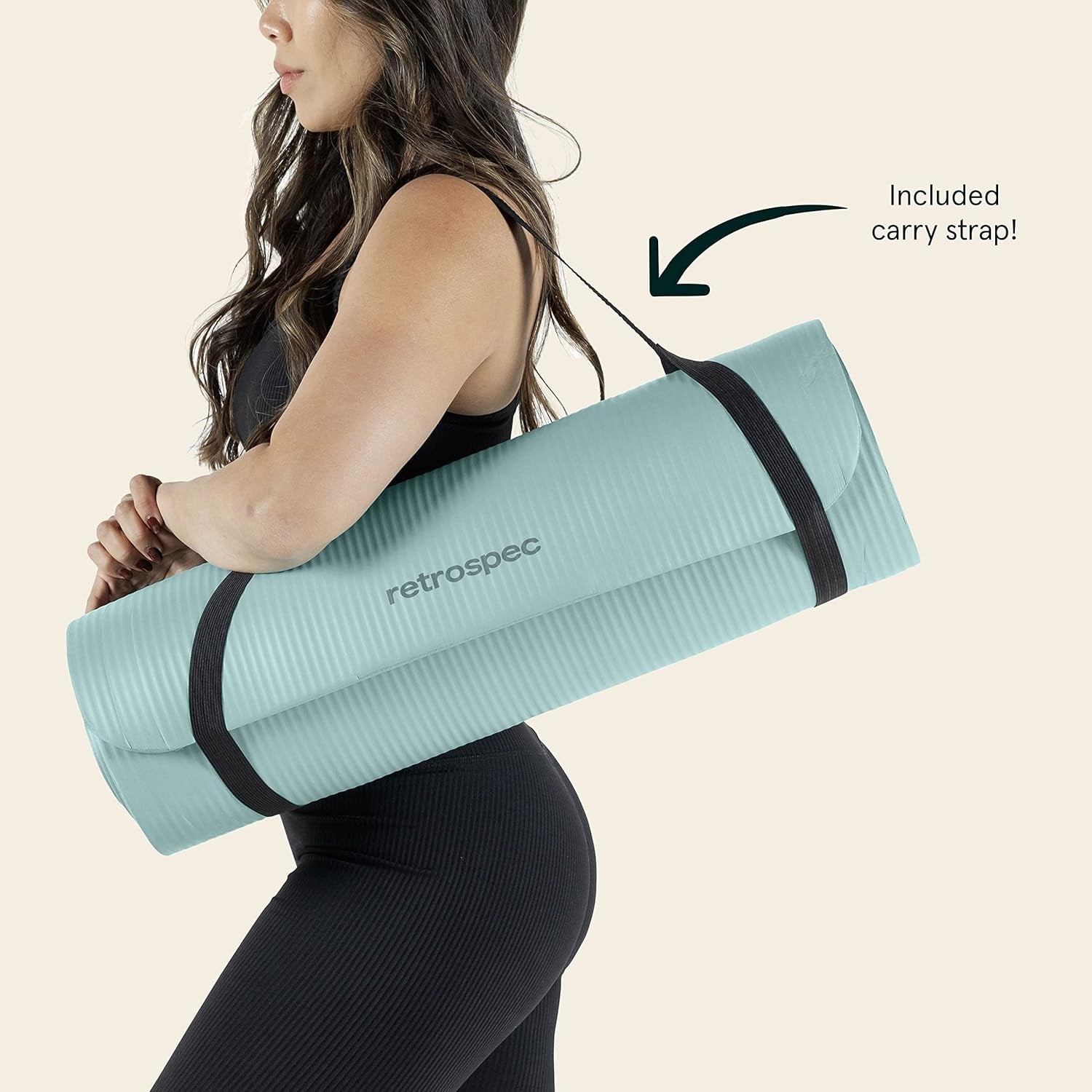 Solana Yoga Mat 1/2" Thick W/Nylon Strap for Men & Women - Non Slip Excercise Mat for Yoga, Pilates, Stretching, Floor & Fitness Workouts